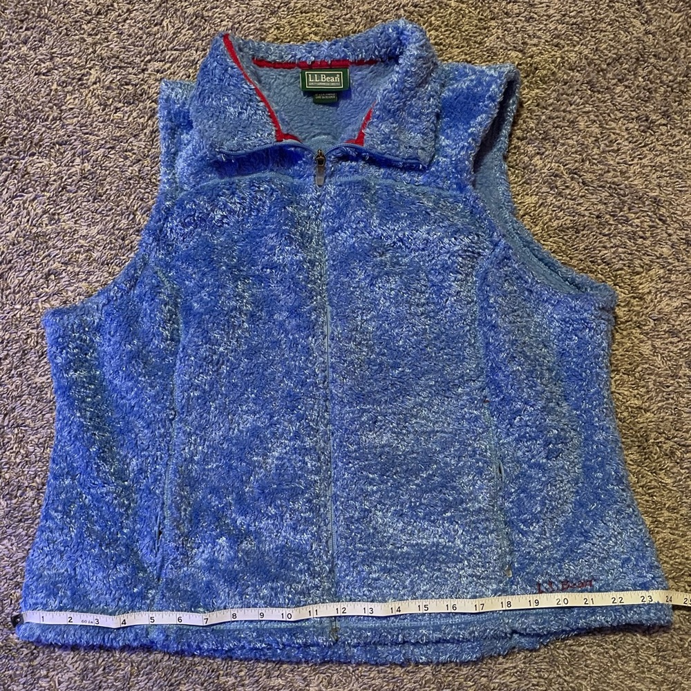 L.L. Bean Women's XL Blue Zip Up Sherpa Vest Fuzzy